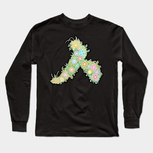 "ㅅ" Floral Letter Hangeul Long Sleeve T-Shirt